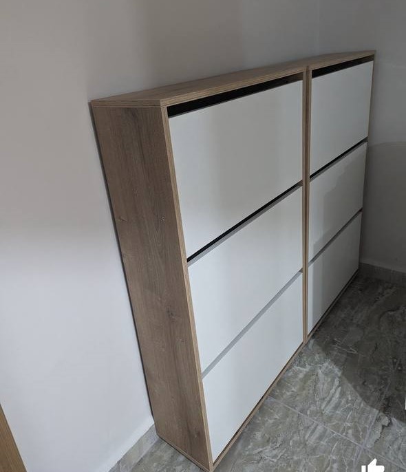 [3pSlim-simple-blanc] Meuble a chaussures SLIM 3 portes Mini Dauphin  (Simple, Blanc)