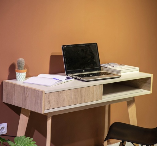 [Tasnim_Blanc] Bureau scandinave 110 cm TASNIM