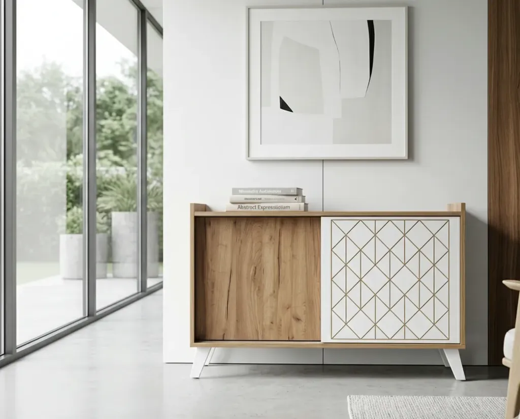 [BHBOM-BLANC] Bahut Boheme avec socle en bois MASSIF (blanc)