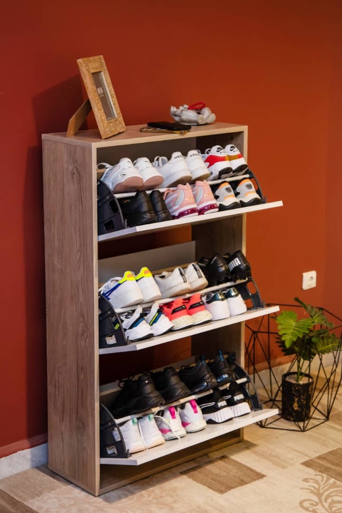 [3P-simple-blanc] Meuble a chaussures 3 portes Mini Dauphin  (Simple, Blanc)