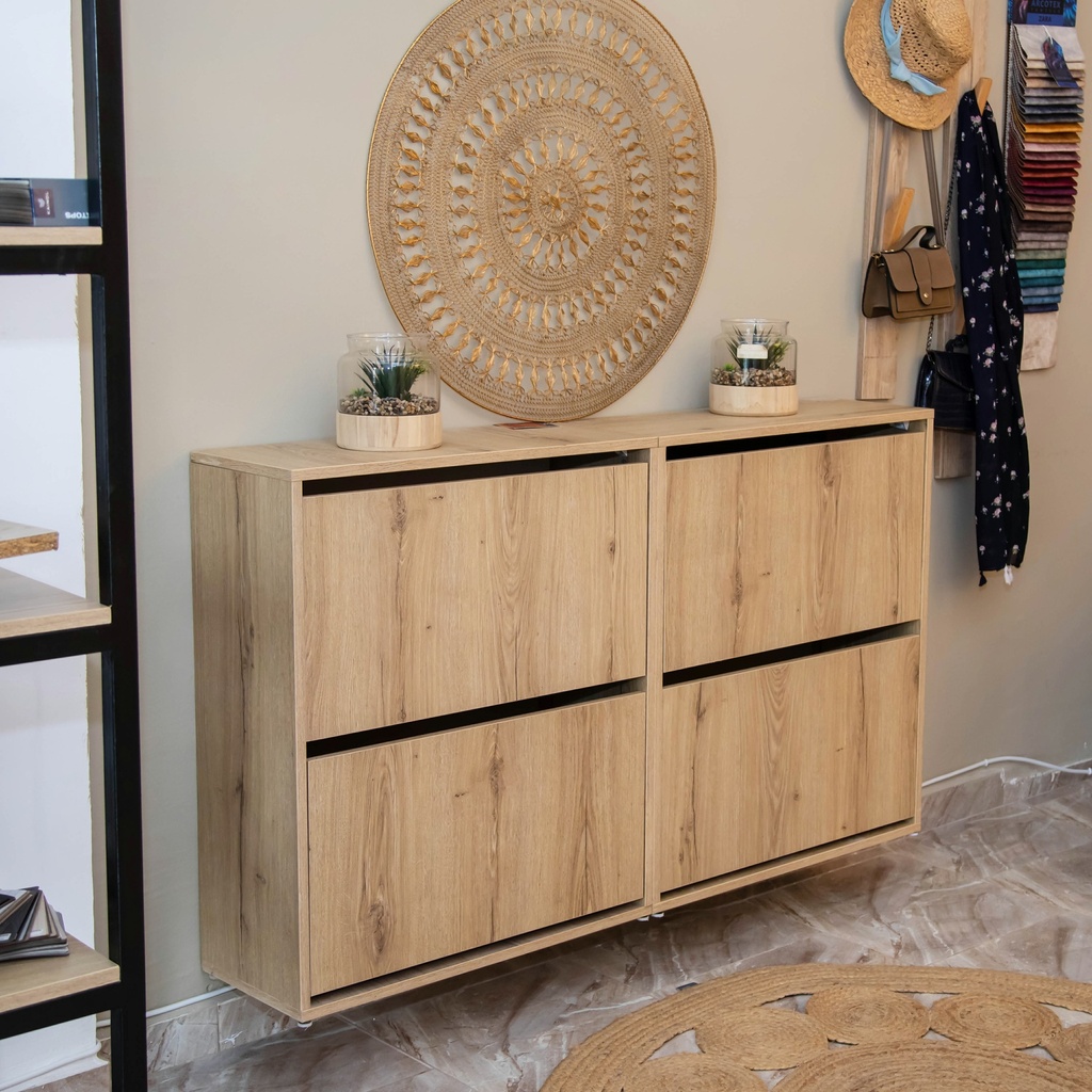 [4p-simple-chene] Duo Meuble a chaussures Mini Dauphin (Simple, marron)